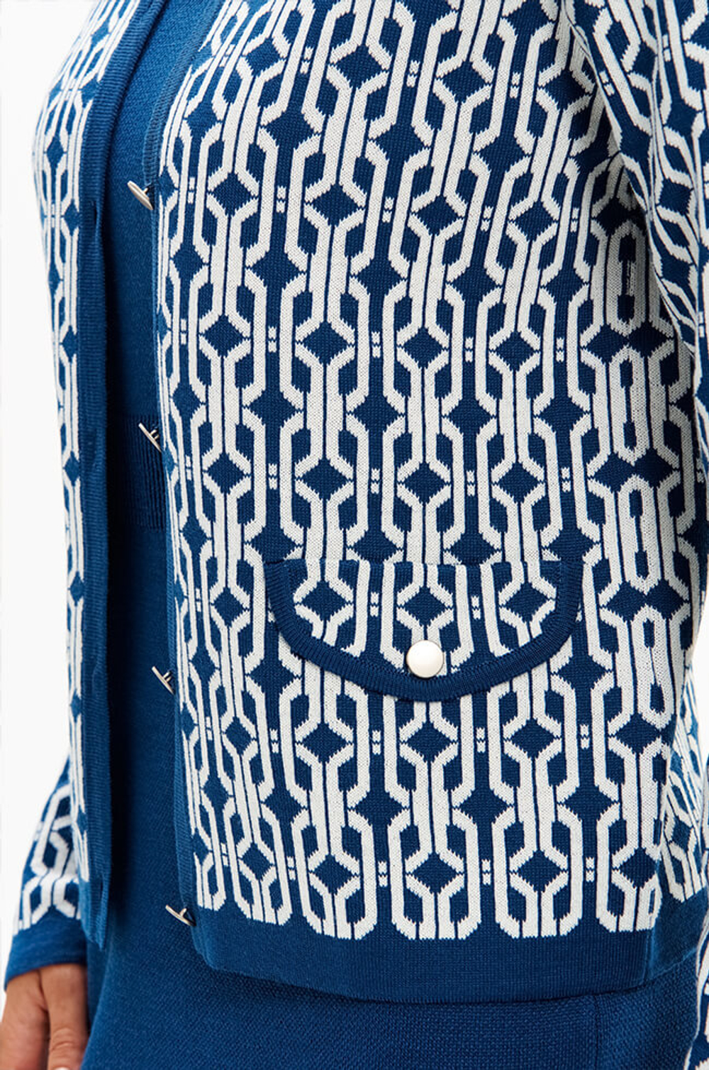 1952 Кардиган женский (бирюзовый/молочный)