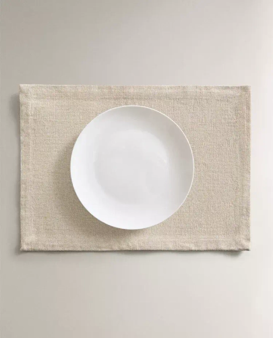 ZARA HOME ХЛОПКОВАЯ САЛФЕТКА В КЛЕТКУ, ЭКРЮ