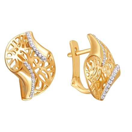 Серьги с фианитом из красного золота 585 пробы JA-S-С1110512