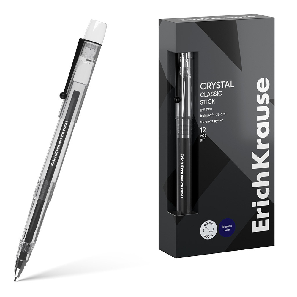 Ручка гелевая EK Crystal Stick Classic черная, 0,5мм