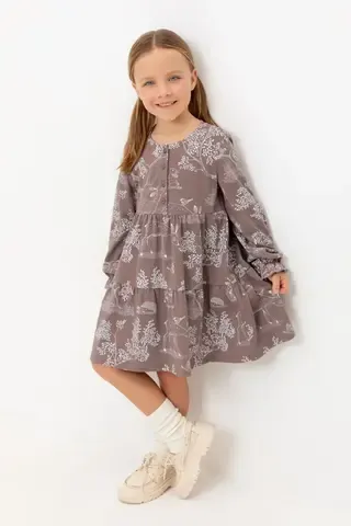 платье  для девочки  КР 5903/капучино,лесной мир к515