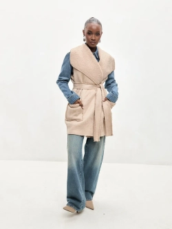 Безрукавка удлиненная эко мех эко замша оверсайз