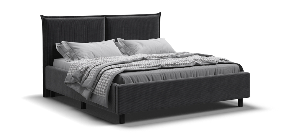 Лео Кровать 160 Вельвет Корд графит