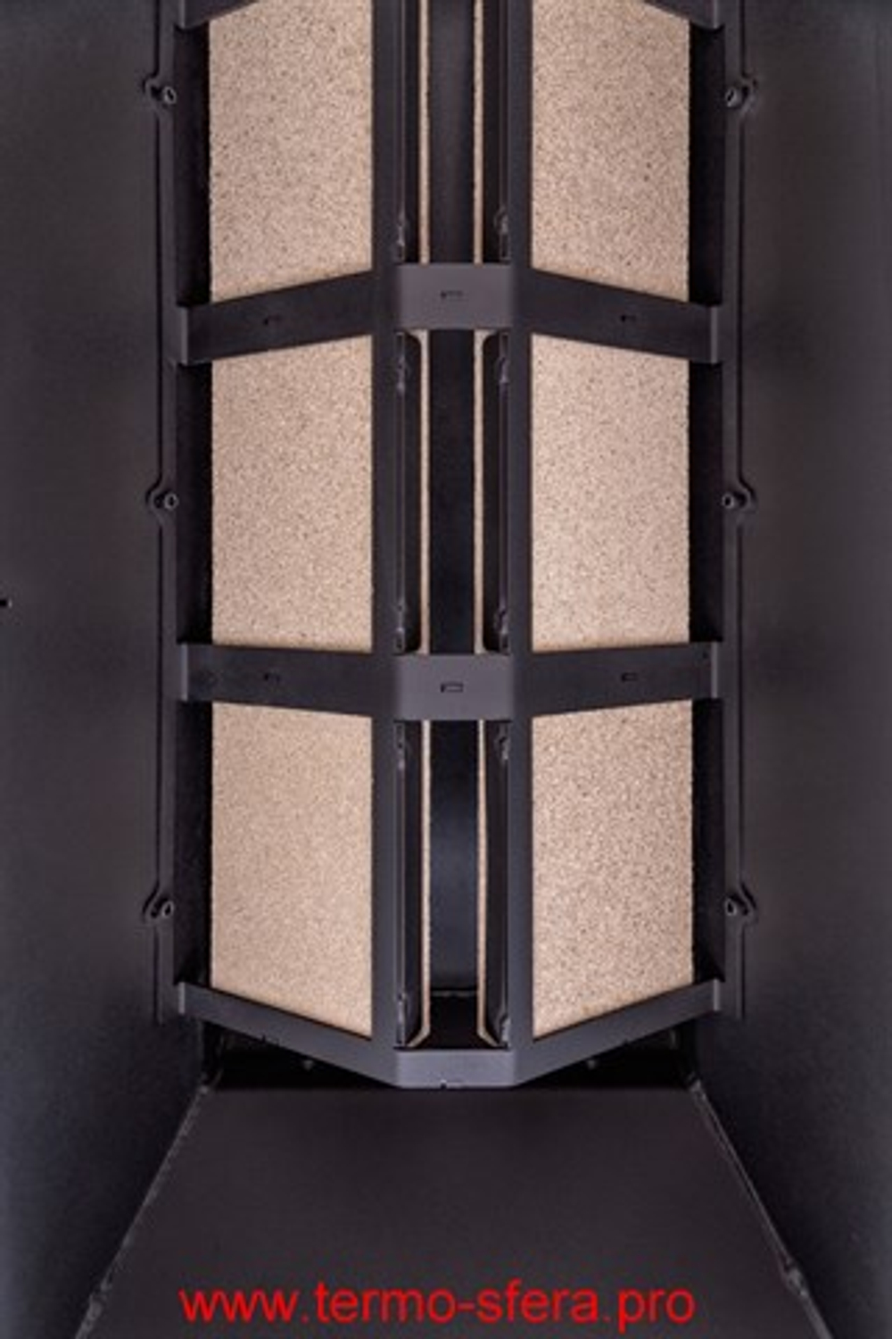 Каминная топка Экокамин ДЕЛЬТА 700 PB три стекла подовое горение принтинг черный шамот