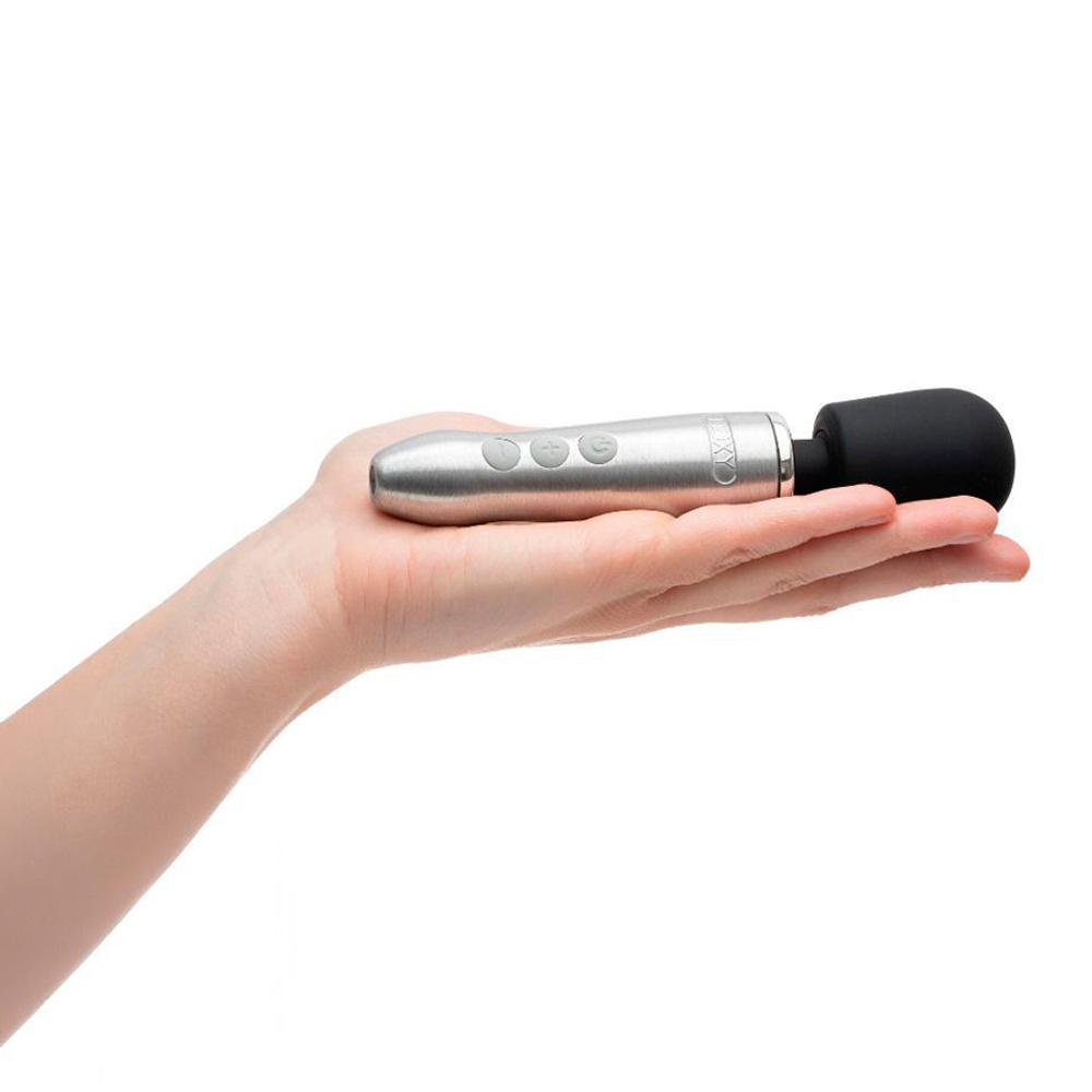 Серебристый мини вибратор-wand 16см Doxy Go Wand Mini Massaging Vibrator