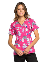 Топ медицинский женский Cherokee CK614, котики-собачки, M (Футболка рабочая)