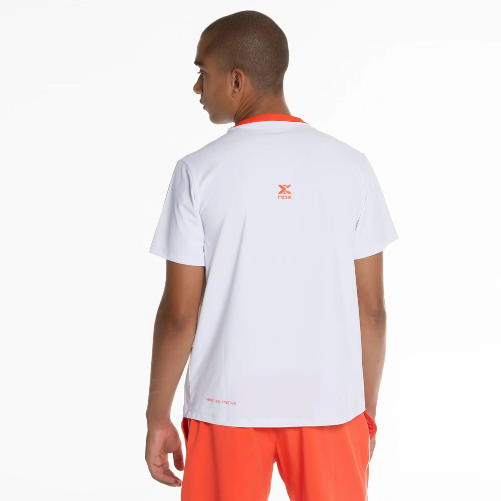Мужское теннисное поло NOX Team Polo Regular Polo Men - White, Orange