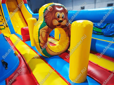 Коммерческий надувной батут "Слоник со скалодромом" 12*5*5,5 м СЛОН 3D
