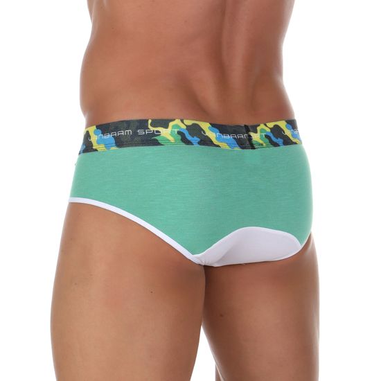 Мужские брифы зеленые с белой вставкой Van Baam