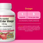 Natural Factors, ферментированный яблочный уксус, 500 мг, 180 капсул, которые легко глотать