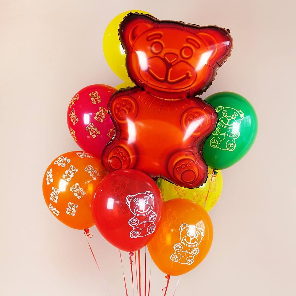 Букет шаров в стиле мармеладного мишки для ребенка в подарок