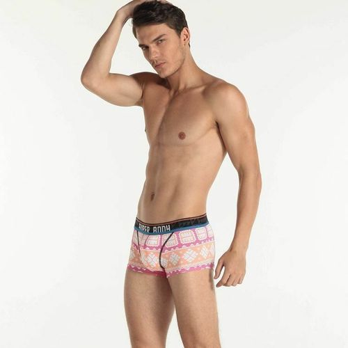 Мужские трусы боксеры розовые с узорами Superbody Boxer Pink