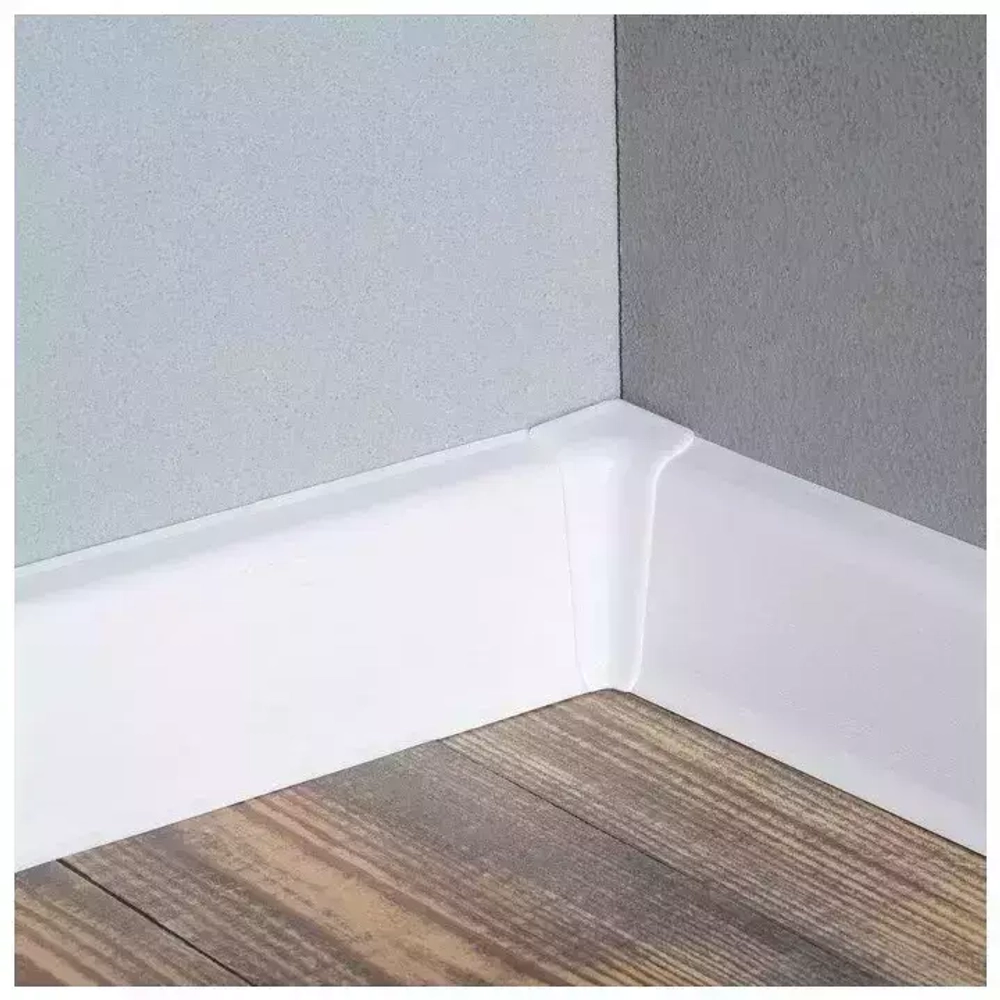 Плинтус напольный ПВХ "Деконика", 001-0 Белый Глянцевый 2200х100х23 мм