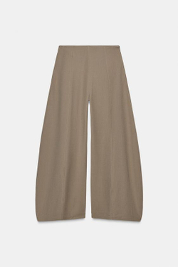 ZARA ОБЪЕМНЫЕ БРЮКИ — ZW COLLECTION, СЕРО-КОРИЧНЕВЫЙ