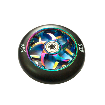 Самокат /Колесо  для ТРЮКОВОГО самоката, фрезер. алюм.  с подшип. ABEC9 110мм SUB анодир. БЕНЗИН