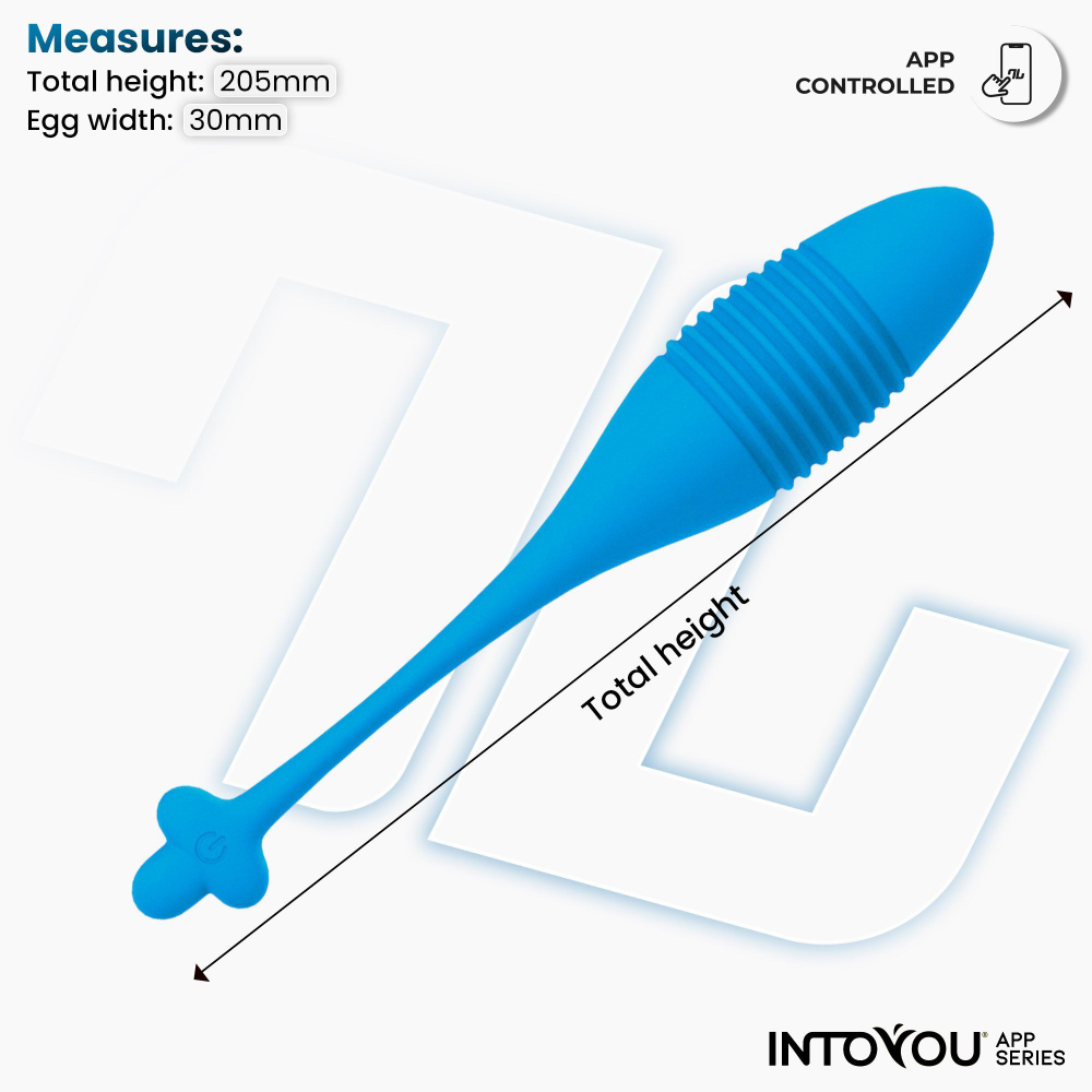 Синее интерактивное виброяйцо с поступательными движениями Thrusting Egg (Цвет: синий)