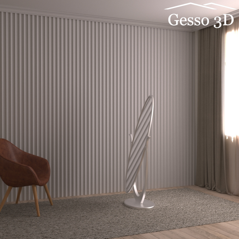 Гипсовая 3D панель Рейка фигурная