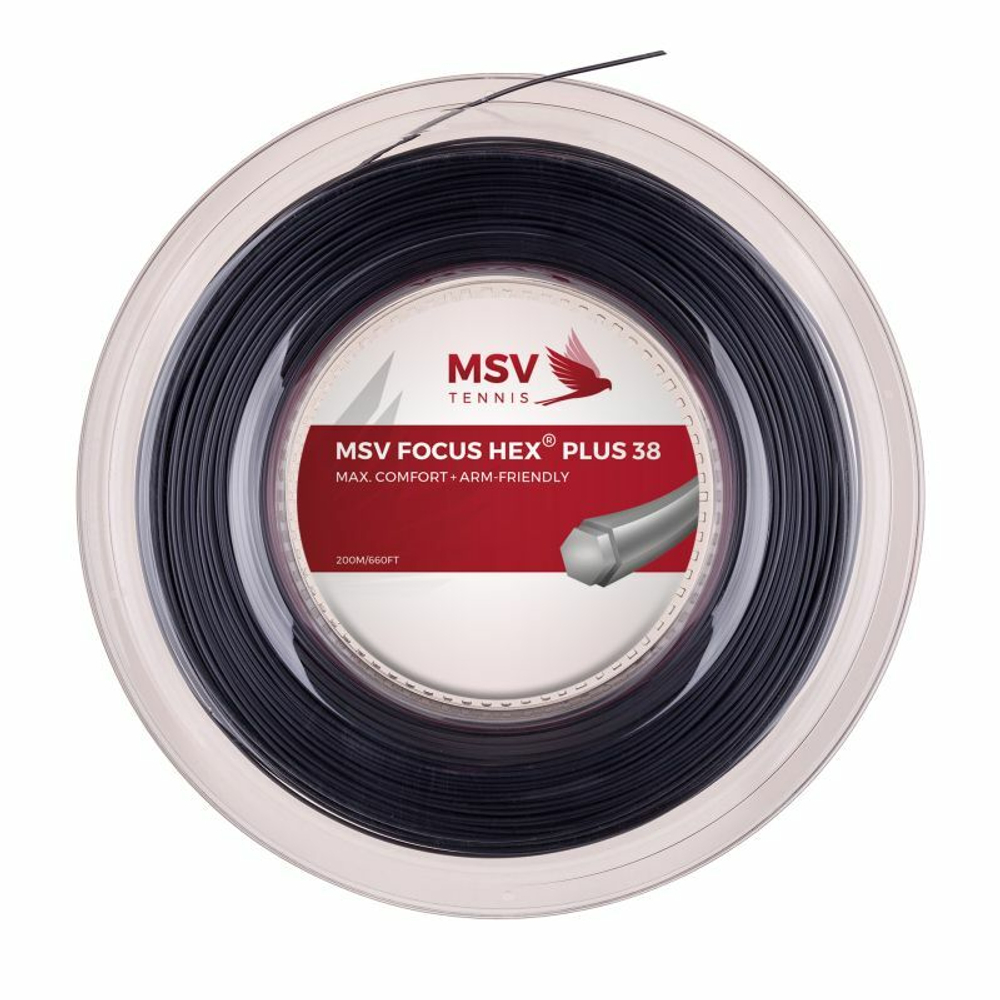 Теннисные струны MSV Focus Hex Plus 38 (200 m) - black