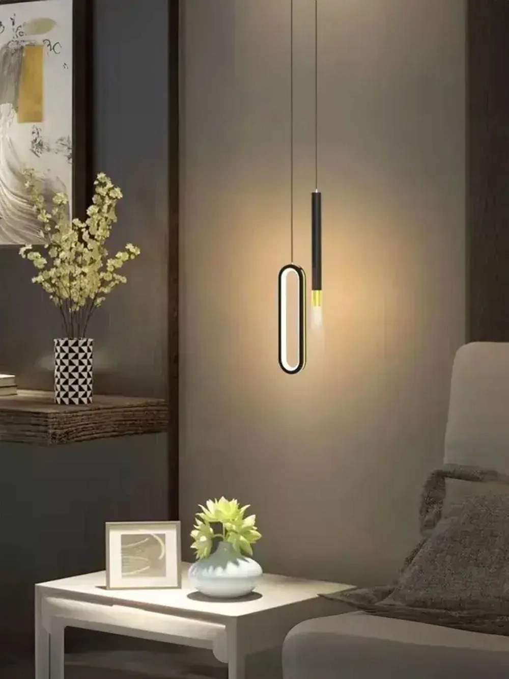 Светильник потолочный светодиодный, OutFrame, 2шт, 14Вт, люстра в стиле лофт, 3000К, теплый, черный