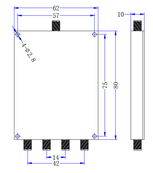 LFT-4W0560-S, 4-канальный резистивный делитель мощности, SMA, 0.5-6 ГГц