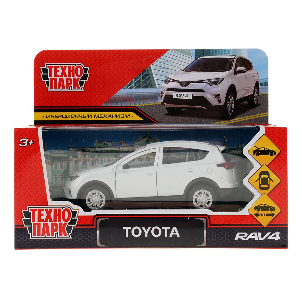 Модель ин. мет. "Toyota Rav4" 12см, двери, багаж, белый, коробка RAV4-WH-WOD (Технопарк)