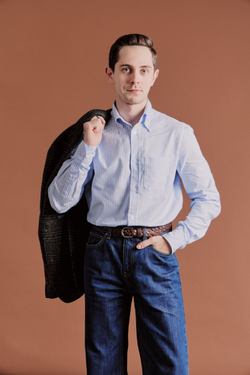 Рубашка OCBD в голубую бенгальскую полоску