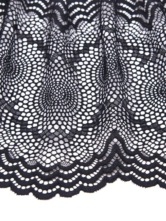 03-261 ОПТ Кружево эластичное 21 см, ажур, черный 170