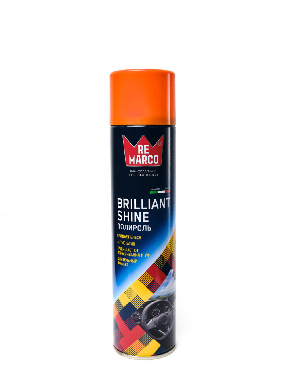 RM-406 RE MARCO  Полироль пластика BRILLIANT SHINE 400 мл (аэр.), BUBBLE GUM