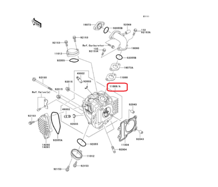 11008-0158. HEAD-COMP-CYLINDER. Kawasaki KL110, KSR, AN110