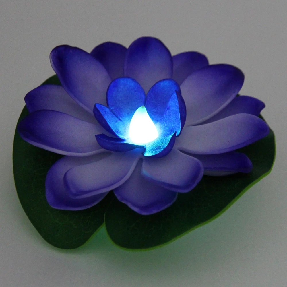 Растение водоплавающее «Кувшинка» d-10 см от контакта с водой, фиолетовый с подсветкой (RGB)