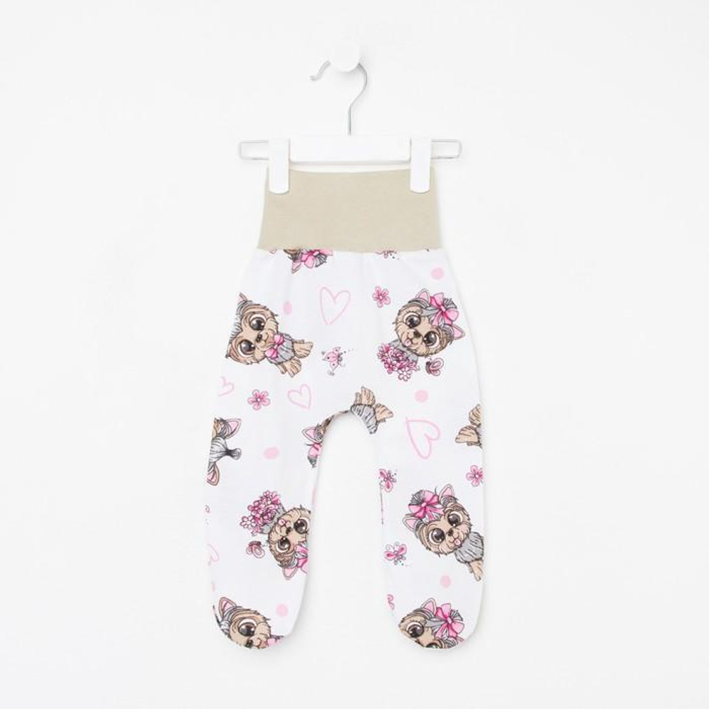 Ползунки детские, цвет белый/собачки, рост 74 см (Детская линия)