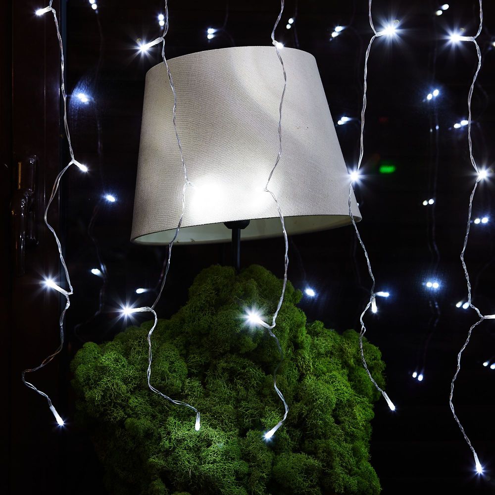 ULD-C3020-264-TTK WHITE IP44 Занавес светодиодный с эффектом мерцания. 3х2м. 264 светодиода. Белый свет. Провод прозрачный. TM Uniel