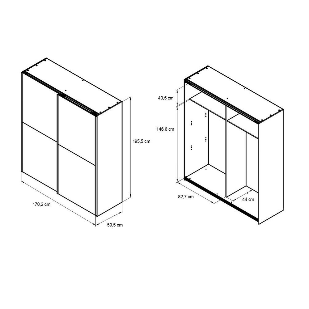 Шкаф купе для одежды белый Муро с раздвижной системой Hettich TopLine L