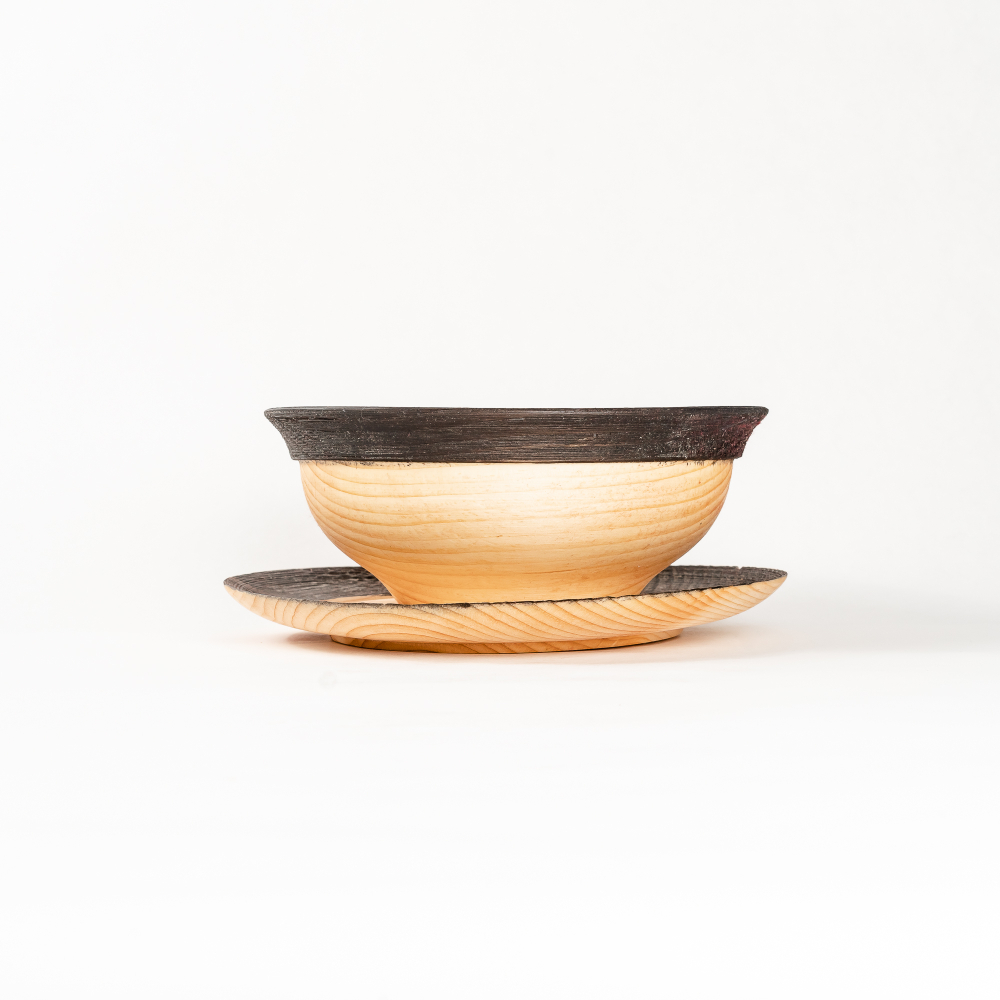 Набор деревянных тарелок из дерева сибирский кедр - 2 шт. TN78