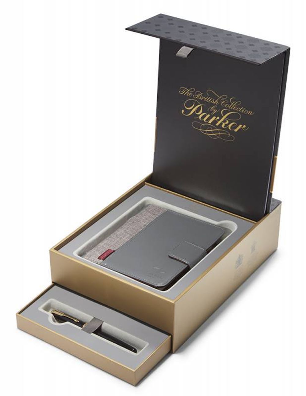 Набор перо и блокнот Parker Sonnet F530 LaqBlack GT перо 18Ct F (1978402)