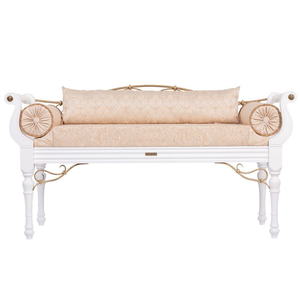 Банкетка Флоренция Премиум Белый Каледония Даймонд Айвори Амбер