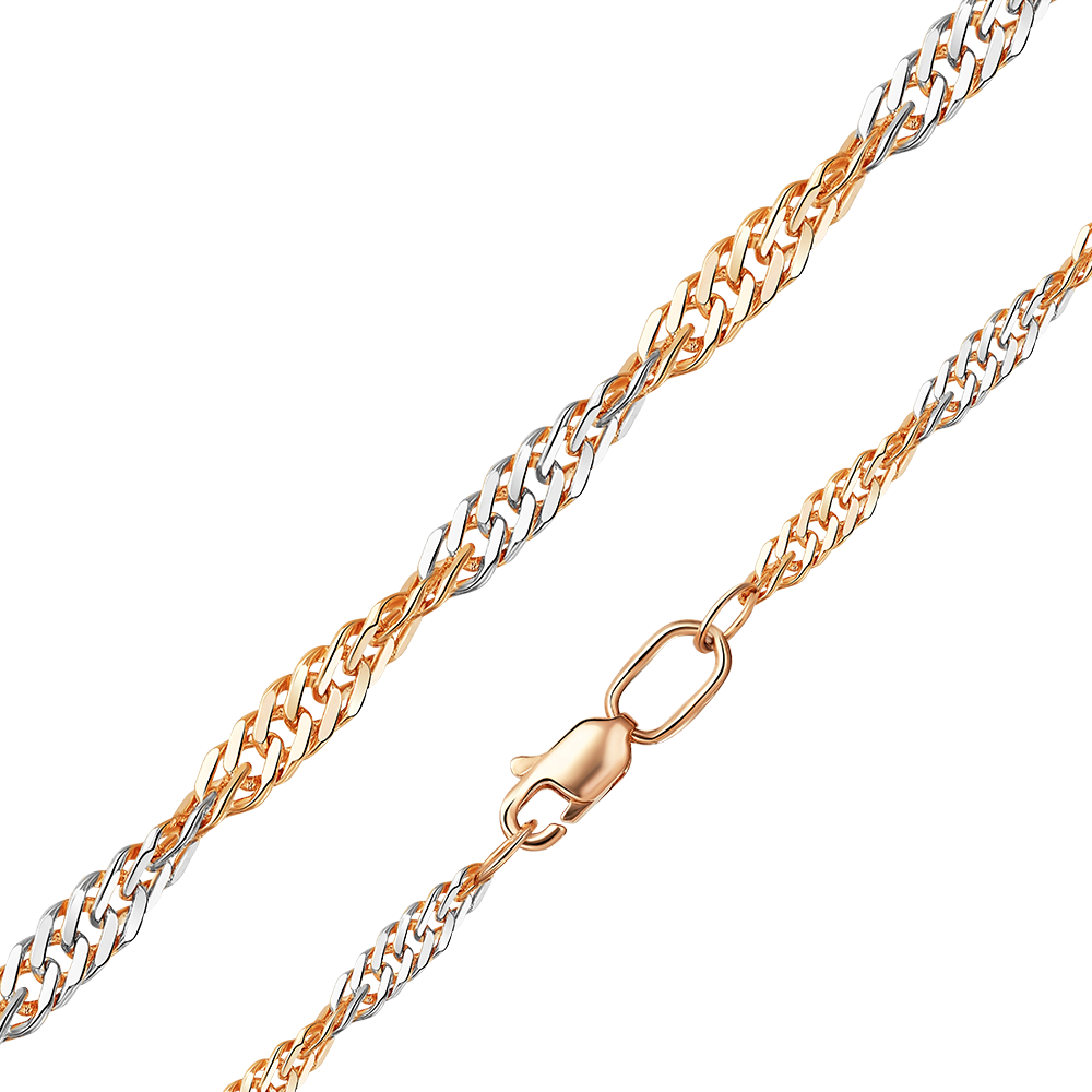 Цепь из красного золота с алмазной гранью (плетение «Сингапур»)