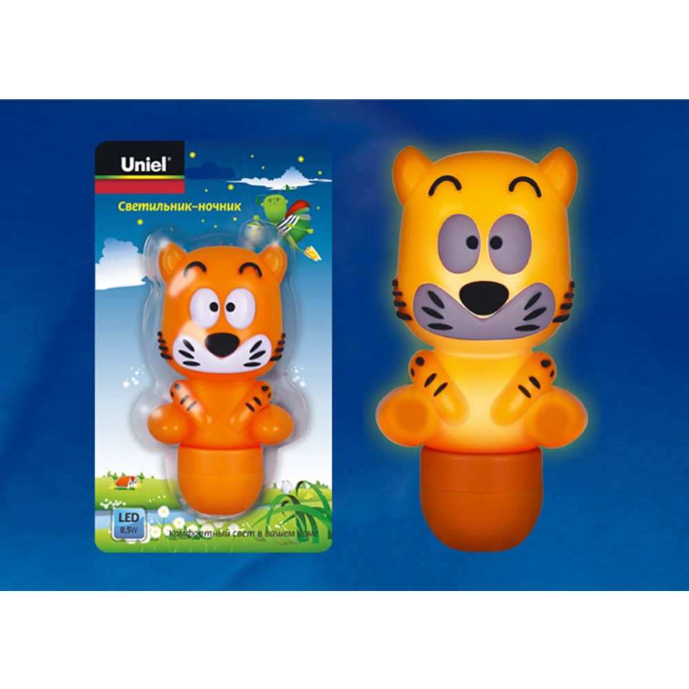 DTL-306-Тигренок Orange. 3LED 0,5W Светильник-ночник. Цвет — Оранжевый. Блистерная упаковка