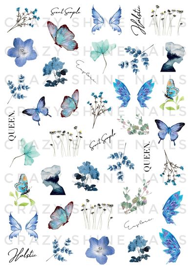 Слайдер-дизайн Crazy Shine Nails mini: Голубые бабочки