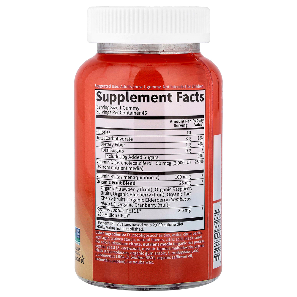 Garden of Life, Vitamin Code®, жевательные таблетки, витамины D3 и K2, со вкусом малины и лимона, 45 жевательных таблеток