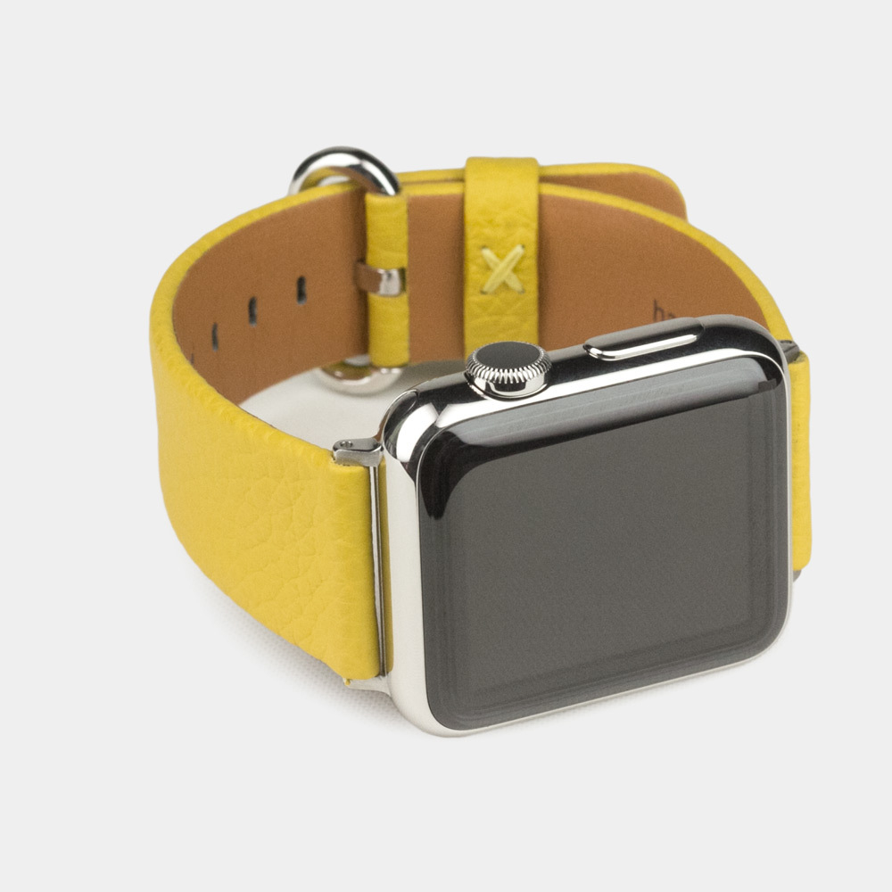 Ремешок для Apple Watch 44/45/46 mm из кожи теленка, желтого цвета