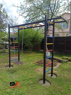 Монтаж уличной шведской стенки Sv Sport Рукоход (4 вертикальных столба)