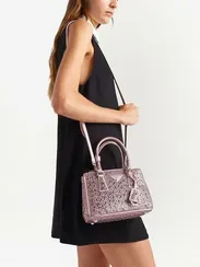 Мини-сумка-тоут Prada Galleria с кристаллами розовый