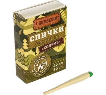 Спички Boyscout Колумб 40мм (20шт) не гаснущие