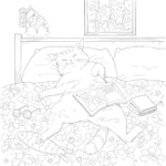 Days with Cats and Flowers. Coloring Book