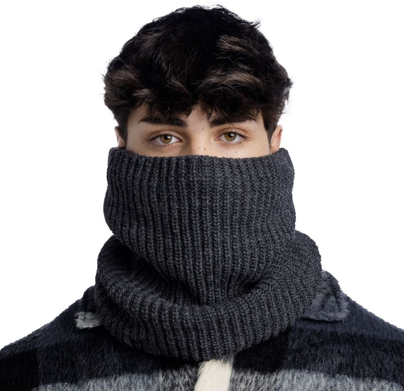 Вязаный шарф-труба с флисом Buff Knitted & Fleece Neckwarmer Jarn Graphite Фото 4