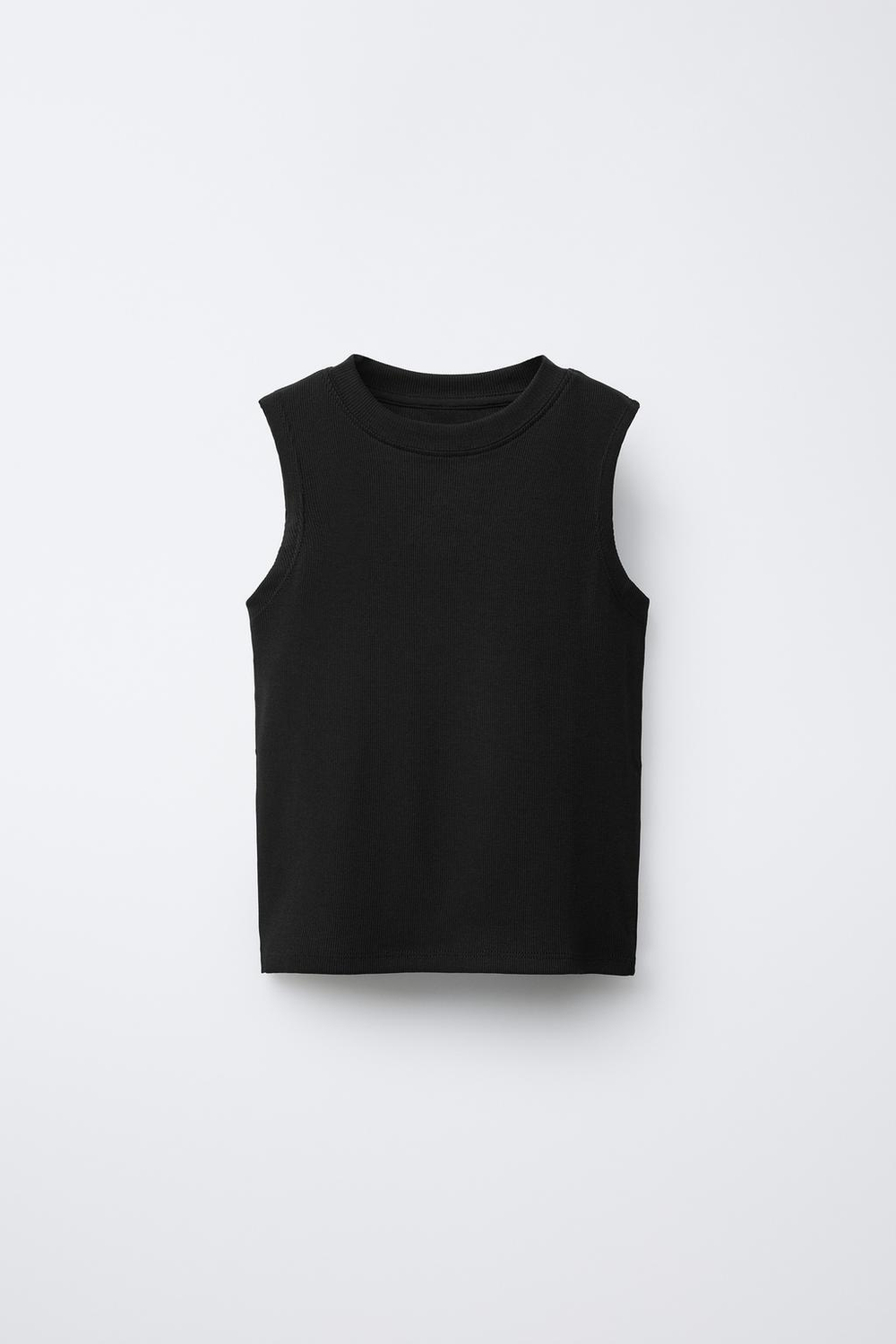 ZARA ФУТБОЛКА В РУБЧИК БЕЗ РУКАВОВ, ЧЕРНЫЙ