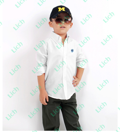 Рубашка детская однотонная с вышивкой на груди