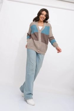 Жакет В 1558/бежево-бирюзовый