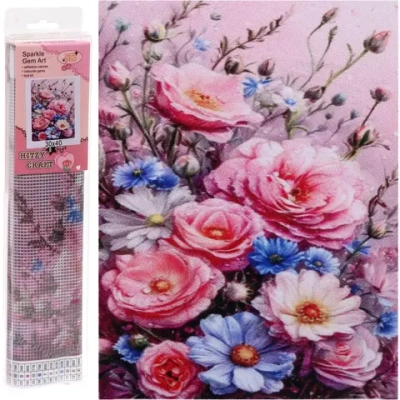 Алмазная мозаика в рулоне 30*40см полная выкладка «DIAMOND», Нежные пионы